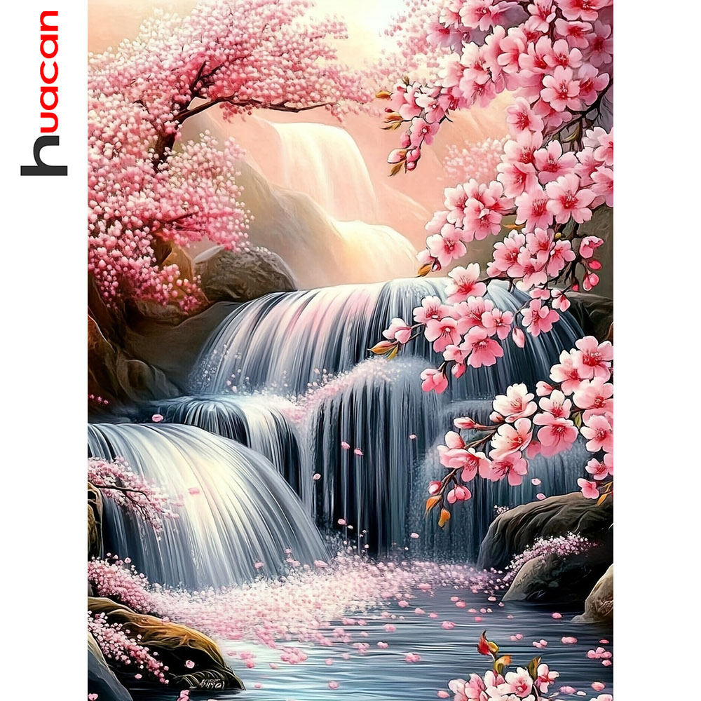 Resin Art Wallpaper - Huacan Diamond Embroidery Set Waterfall Scenery