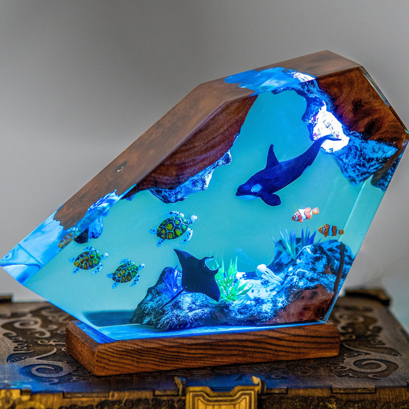 Resin Art World - Seabed World Organism Resin Table Light