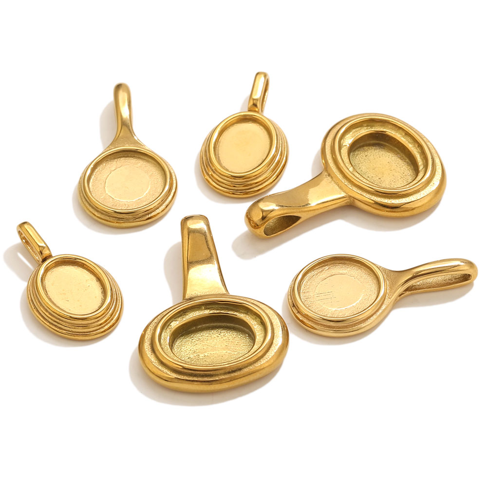 Resin Art Pendant - 5pcs Stainless Steel Round Oval Trays
