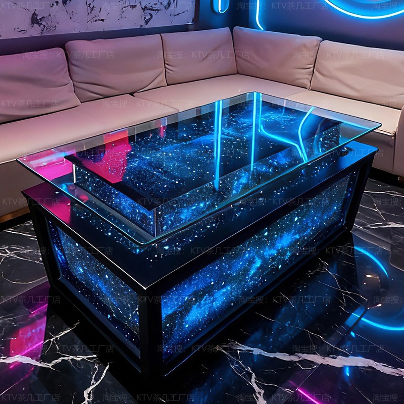 Resin Art Coffee Table - Luminous Tempered Glass Coffee Table Custom