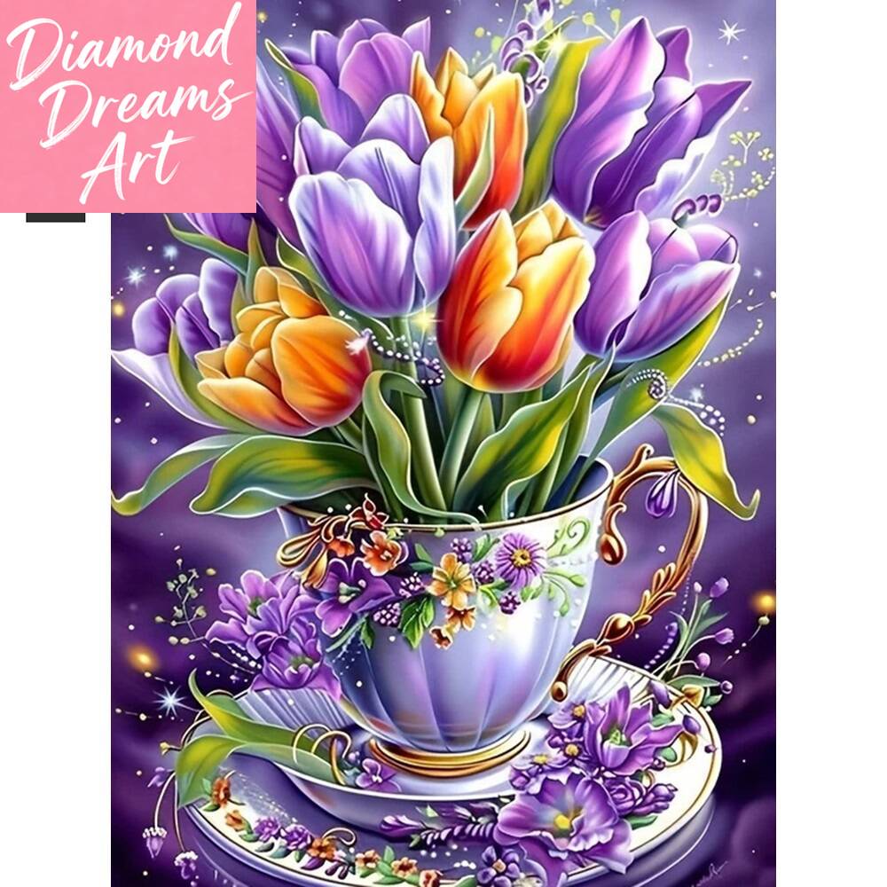 Resin Art Of Flowers - Frameless, Diamond Mosaic Art Kit Tulips