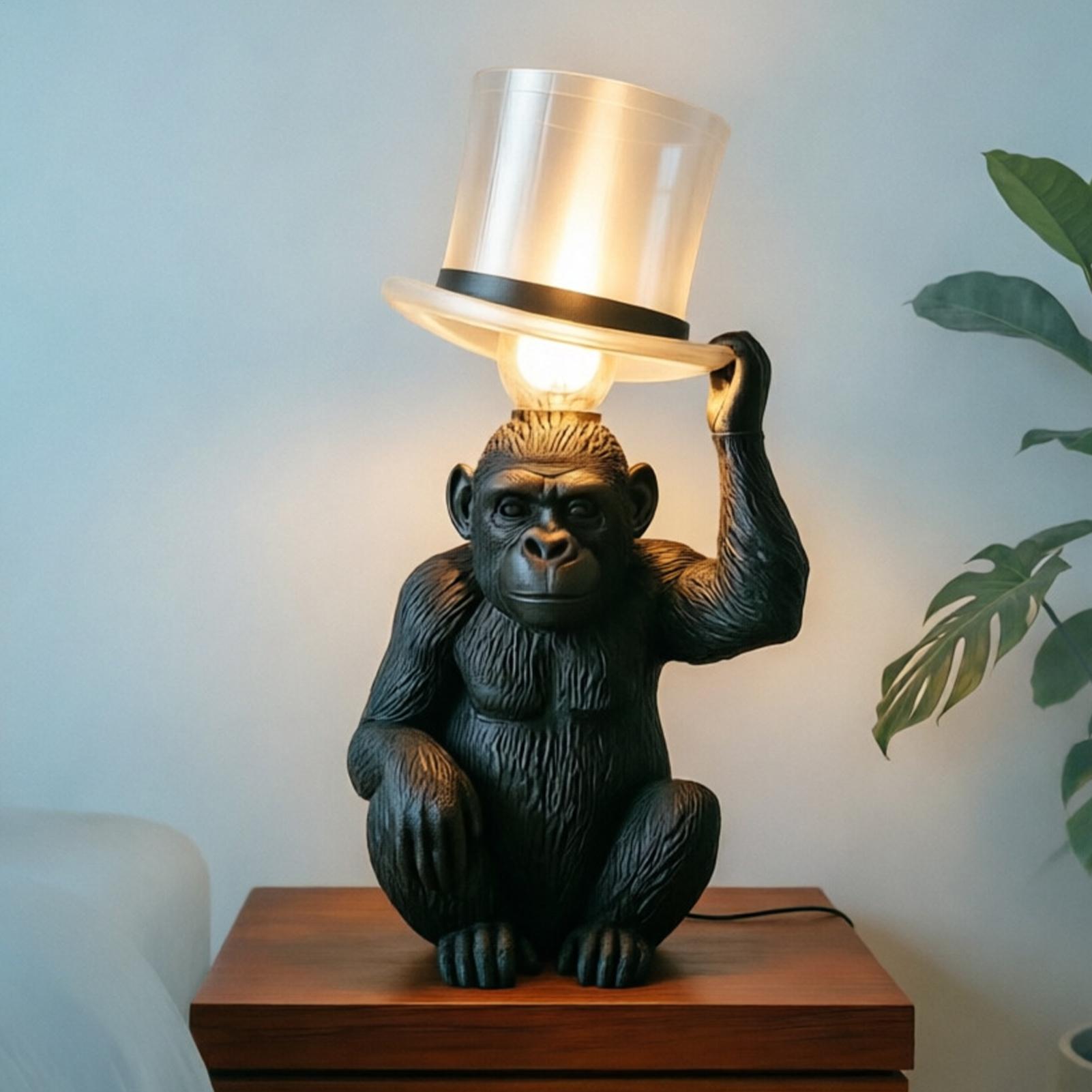 Resin Art Coffee Table - Monkey Lamp Top Hat Monkey Resin