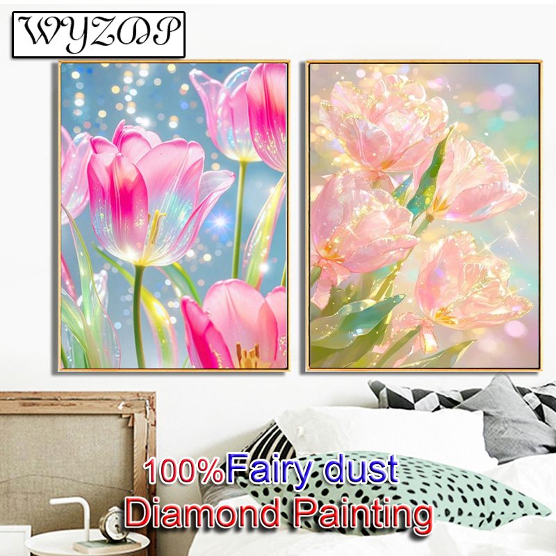Resin Art Wallpaper - Crystal Tulip 100% Fairy Dust Diamond