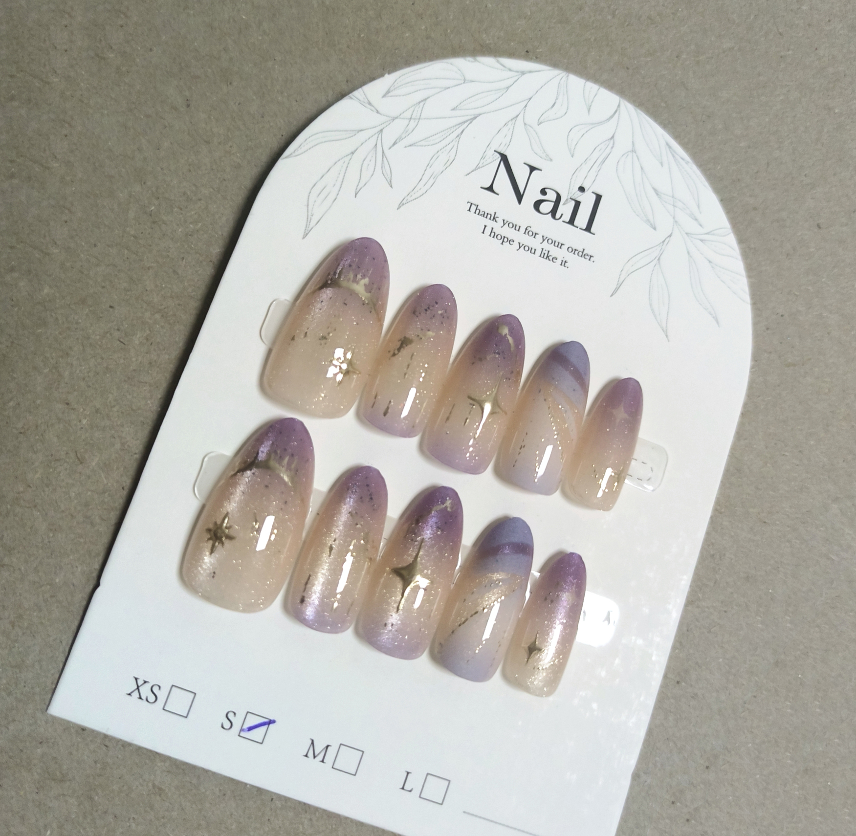 Resin Art Purple - 10pcs Cat Eye Purple False Nail