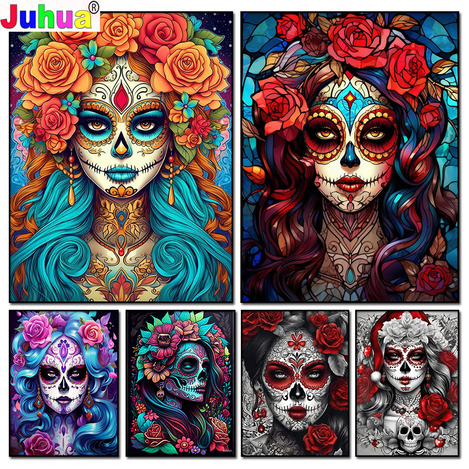 Resin Art Wallpaper - Mexican Catrina Sugar Skull Girl Diamond