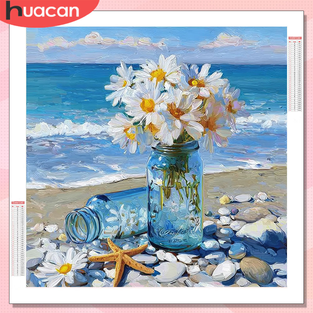 Resin Art Wallpaper - HUACAN Diamond Painting Daisy Flower Diamond