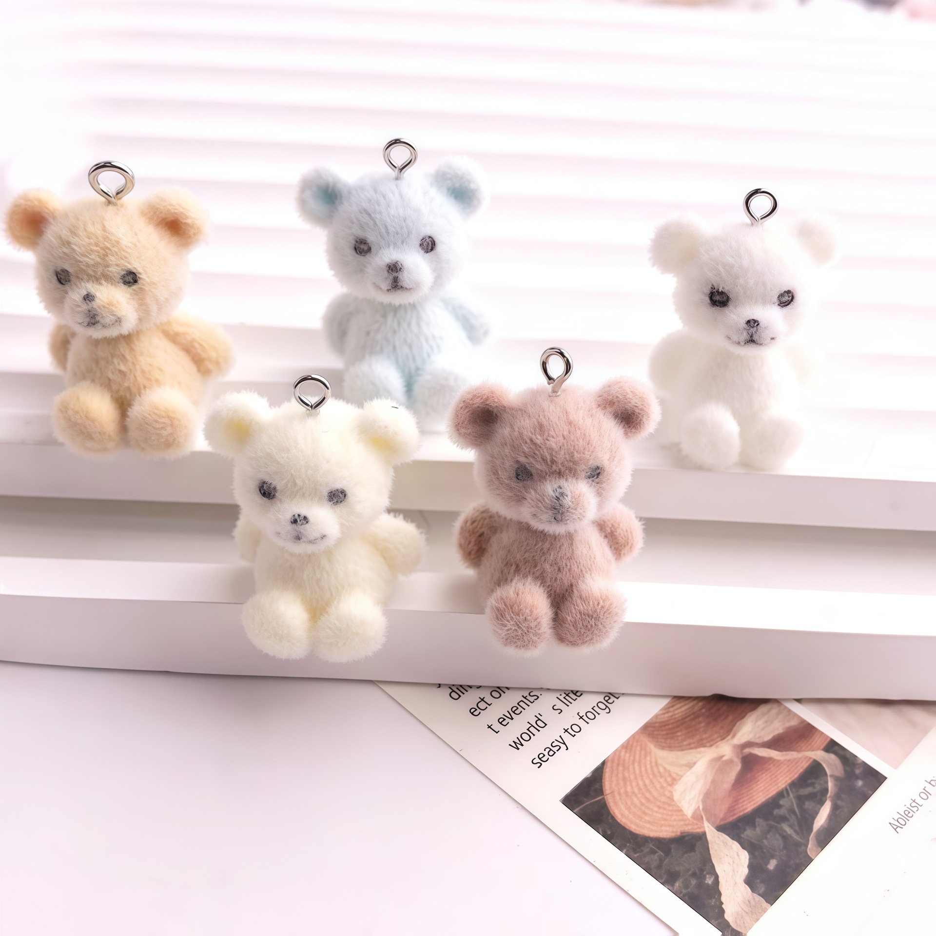 5pcs 3D Flocked Bear Resin Cha - Resin Art Pendant recension och pris
