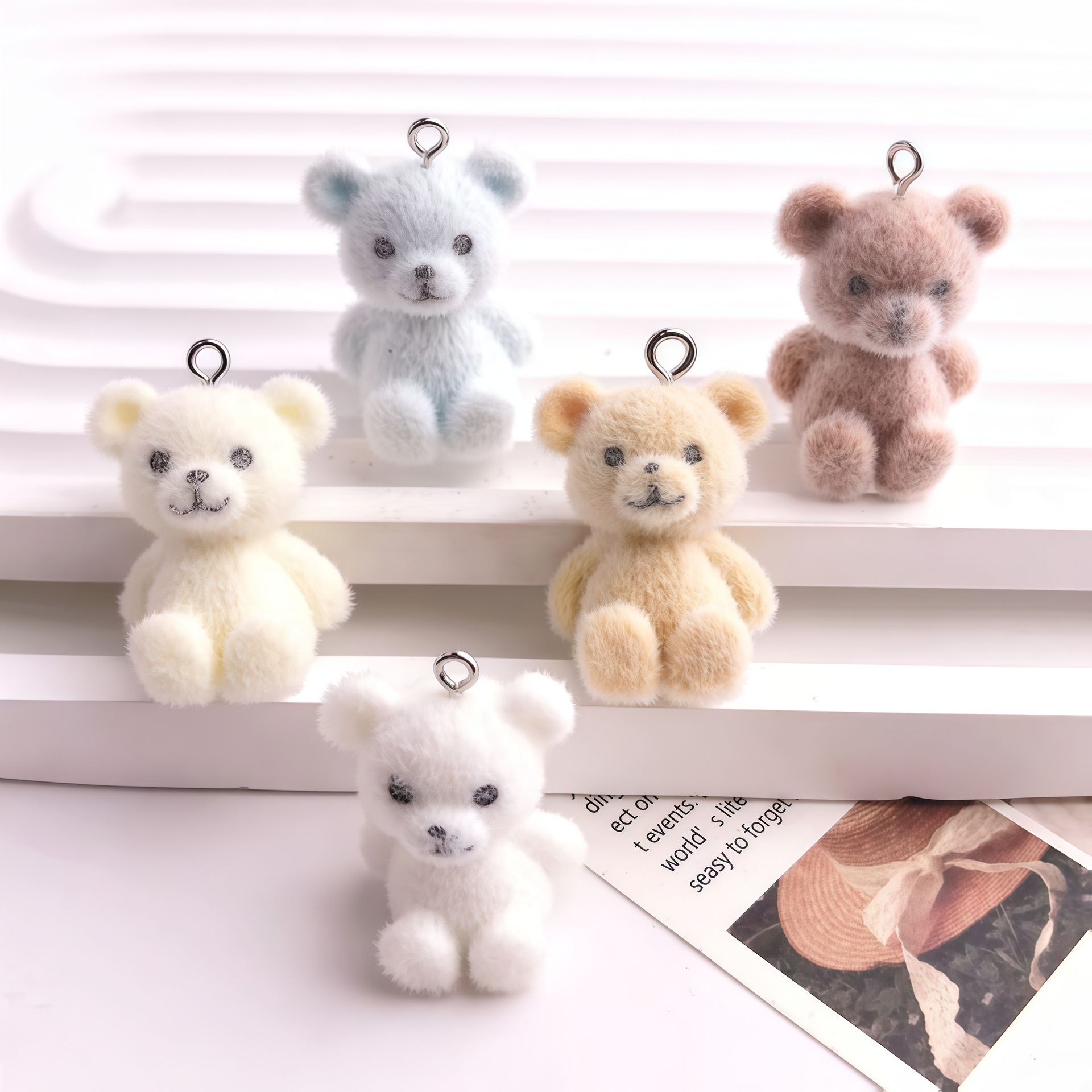 5pcs 3D Flocked Bear Resin Cha - Resin Art Pendant recension och pris