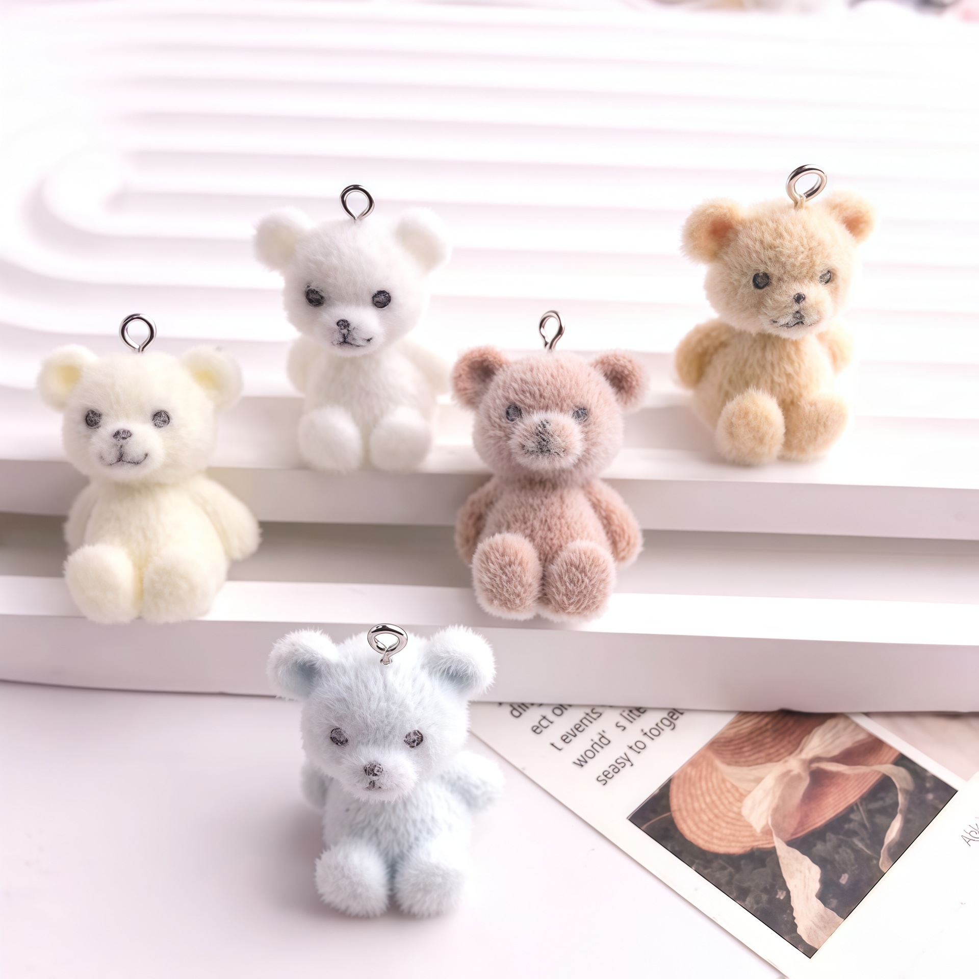 5pcs 3D Flocked Bear Resin Cha - Resin Art Pendant recension och pris