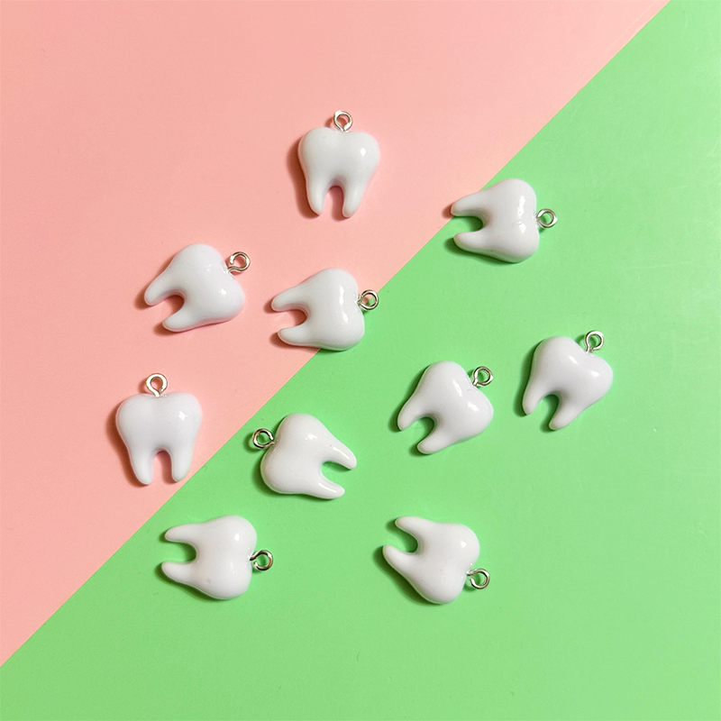 10pcs Cute White Teeth Resin P - Resin Art Pendant recension och pris