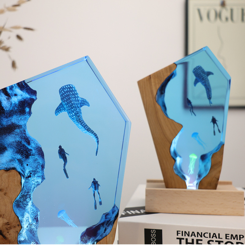Resin Cave Whale Diver Desktop - Resin Art For Anniversary Gift recension och pris