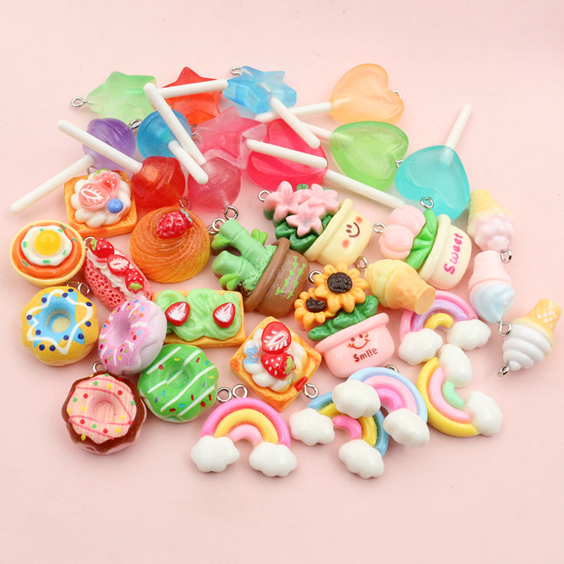 10pcs Mixed Colors Resin Cute  - Resin Art Pendant recension och pris