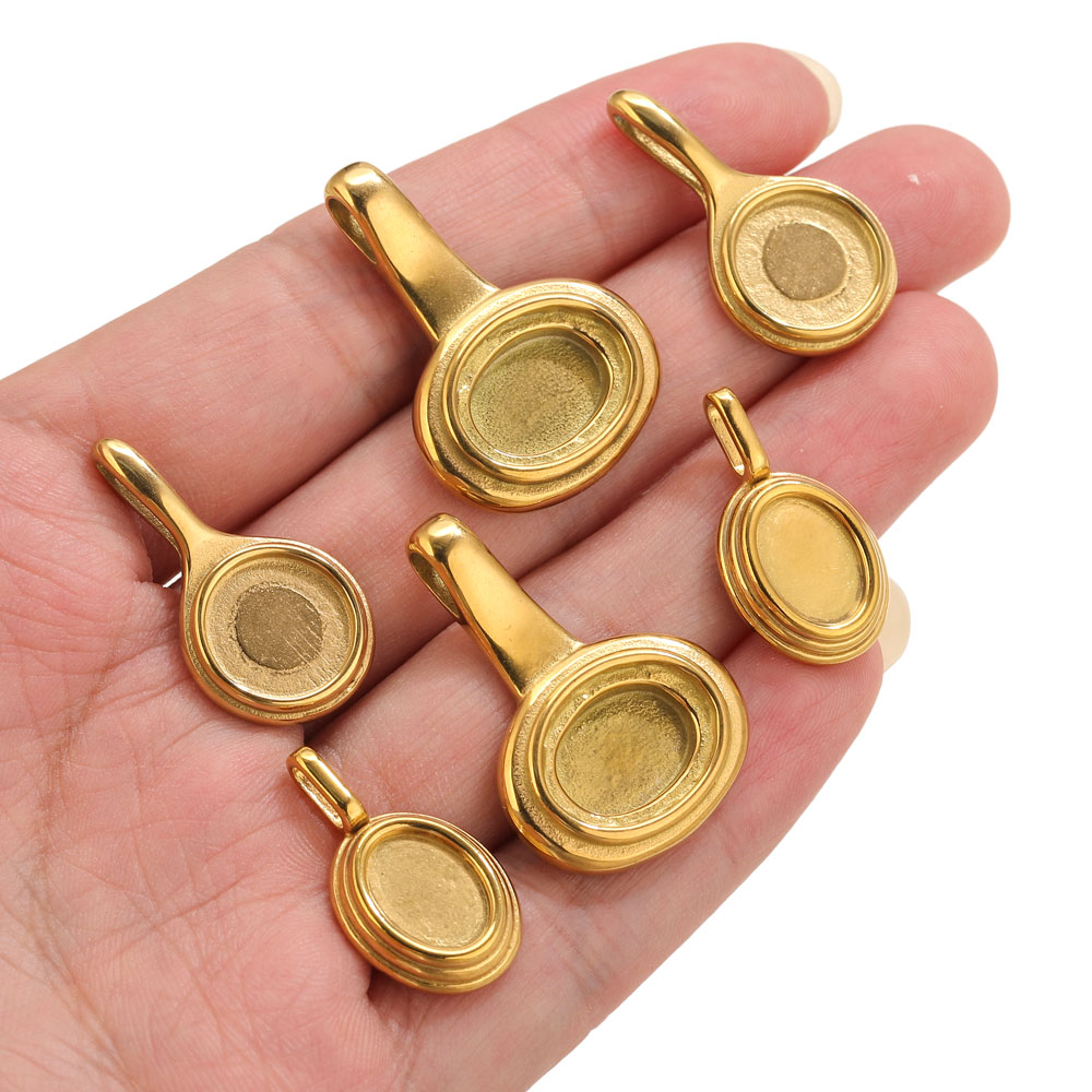 5pcs Stainless Steel Round Ova - Resin Art Pendant recension och pris