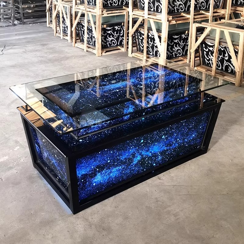 Luminous Tempered Glass Coffee - Resin Art Coffee Table recension och pris
