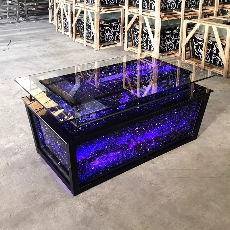 Luminous Tempered Glass Coffee - Resin Art Coffee Table recension och pris