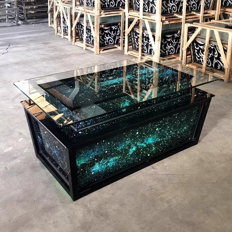 Luminous Tempered Glass Coffee - Resin Art Coffee Table recension och pris