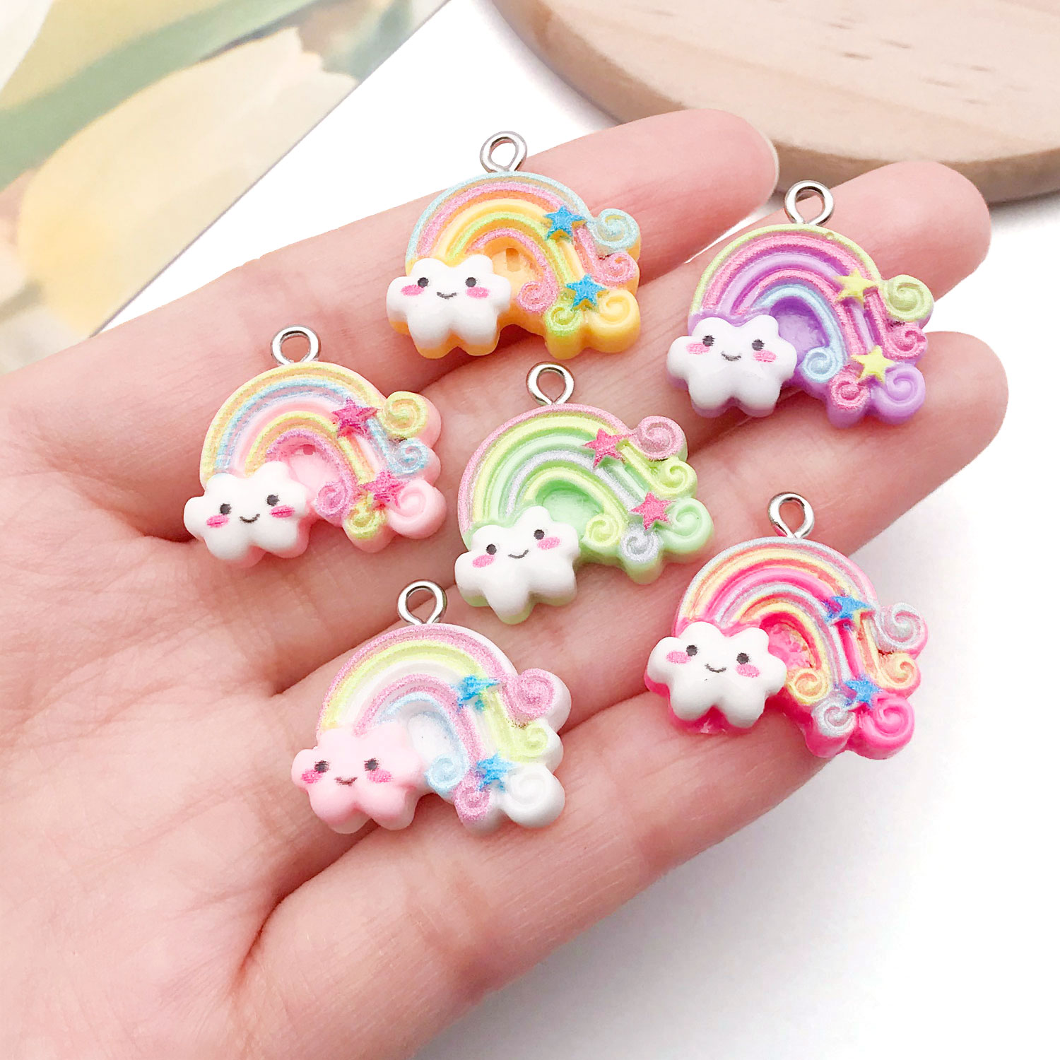 6/12pcs Resin Rainbow Cloud Pe - Resin Art Pendant recension och pris