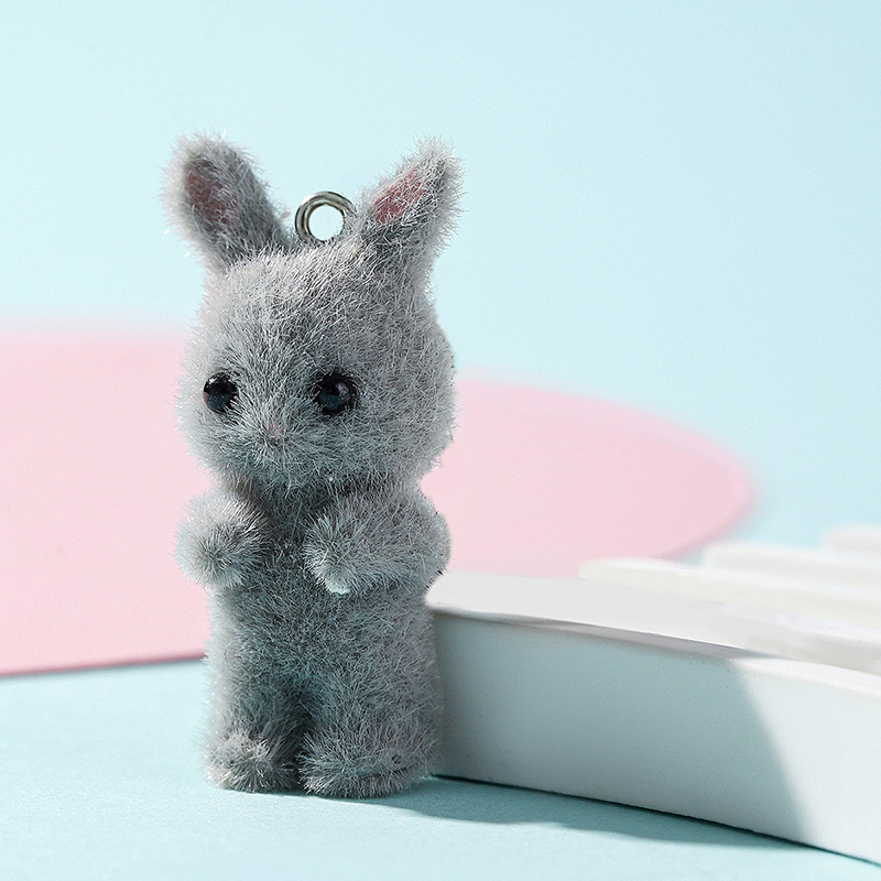 5pcs/lot Cute Flocking Rabbit  - Resin Art Pendant recension och pris