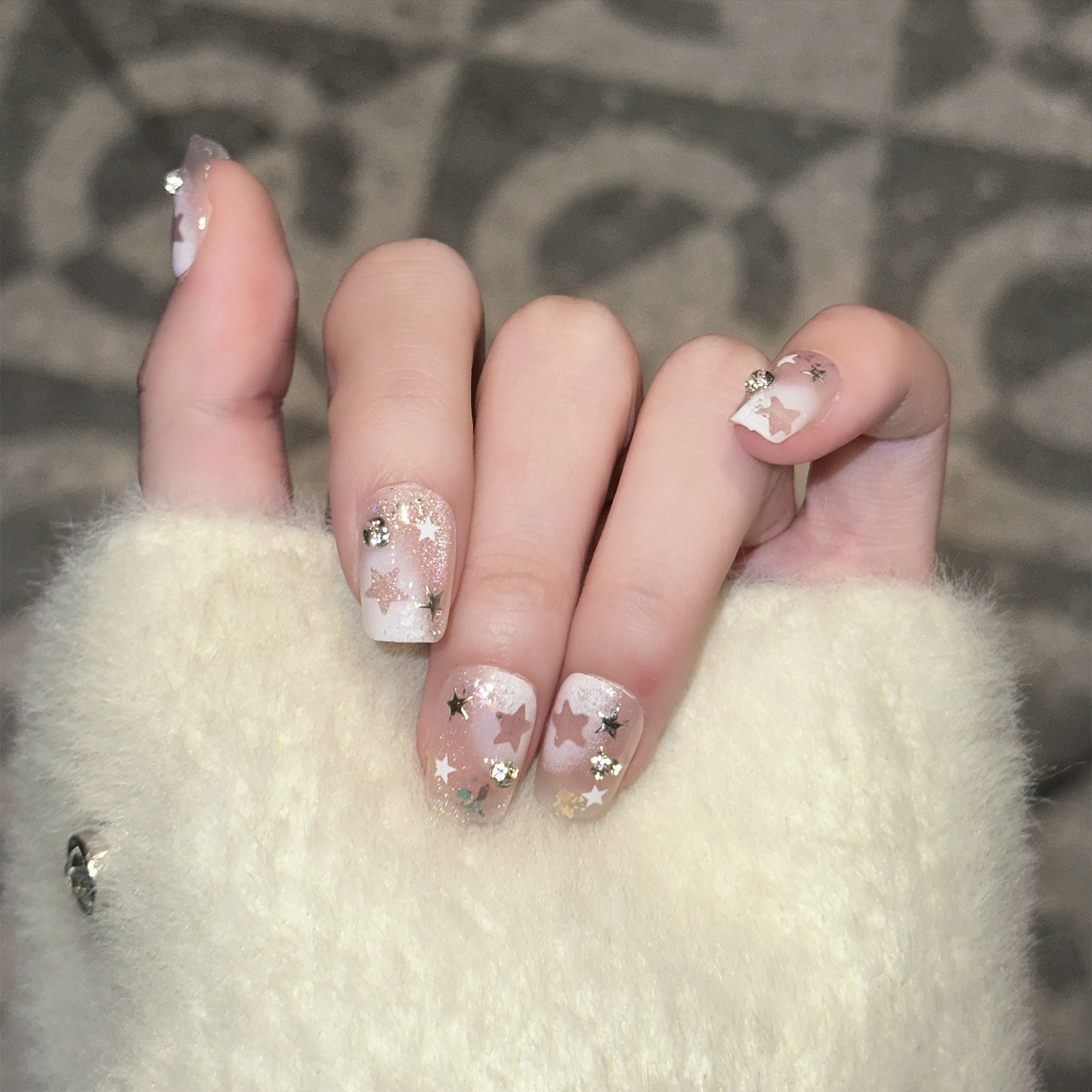 10PCS Short Square Fake Nails  - Resin Art Of Flowers recension och pris