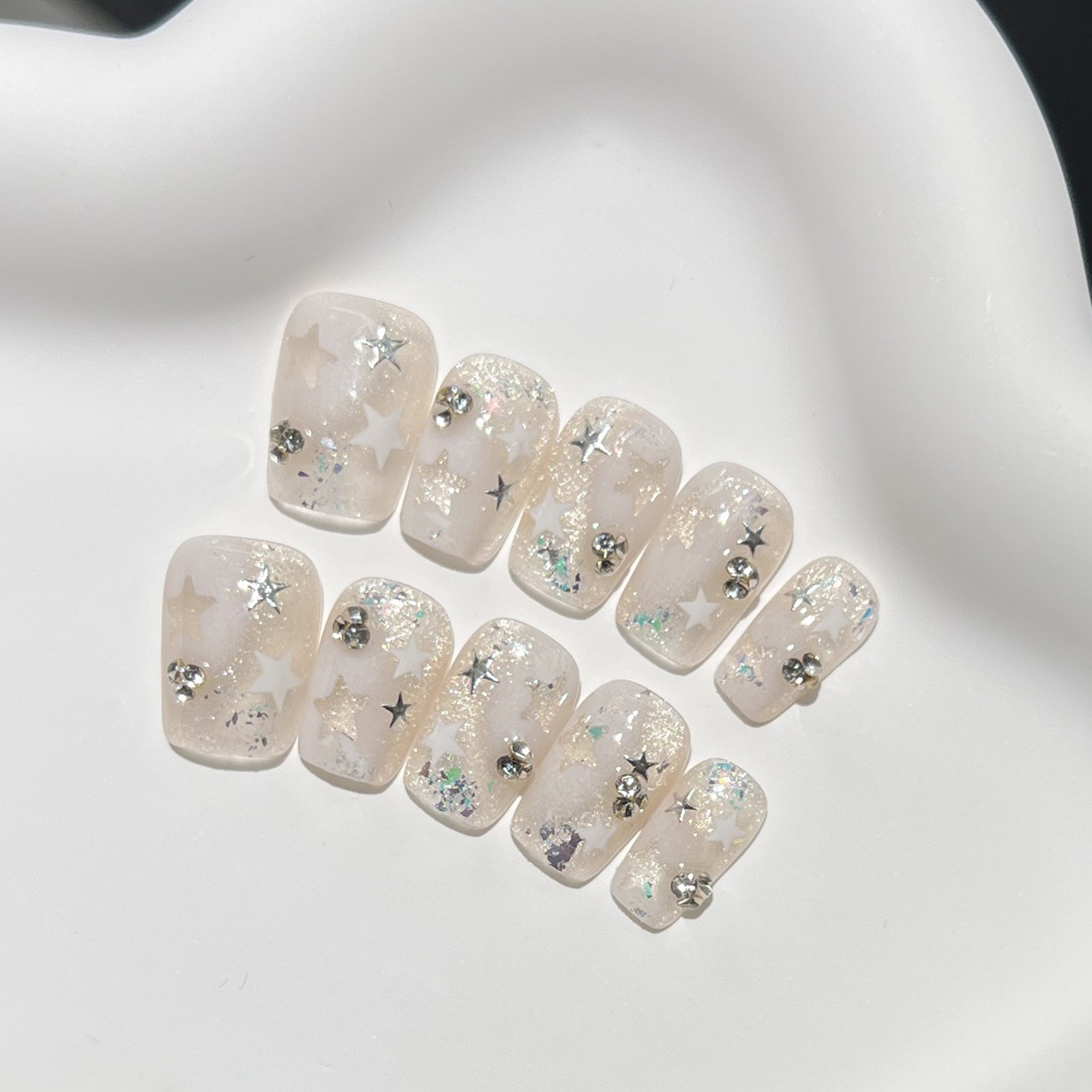 10PCS Short Square Fake Nails  - Resin Art Of Flowers recension och pris