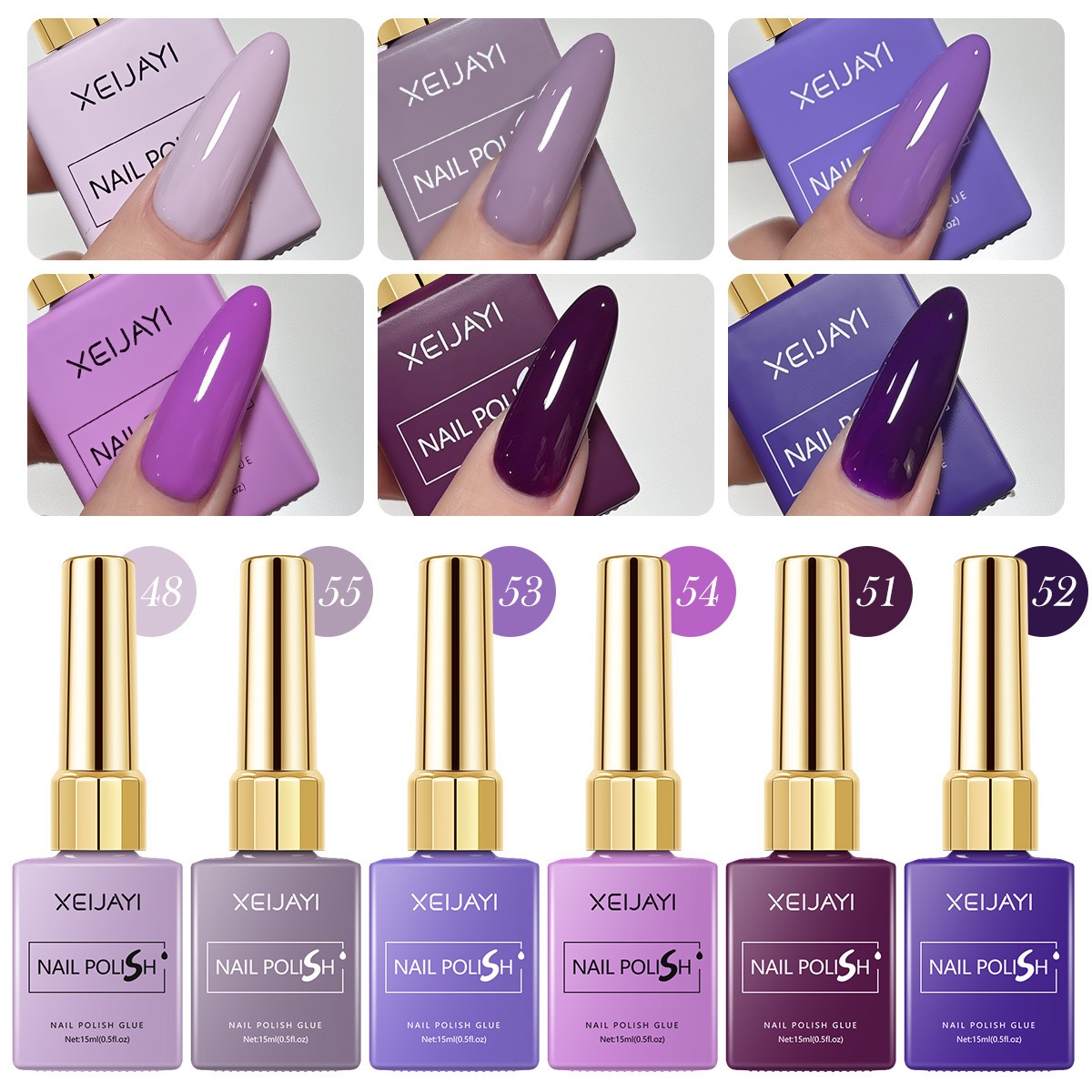 6PCS/SET 15ml Gel Nail Polish  - Resin Art Purple recension och pris
