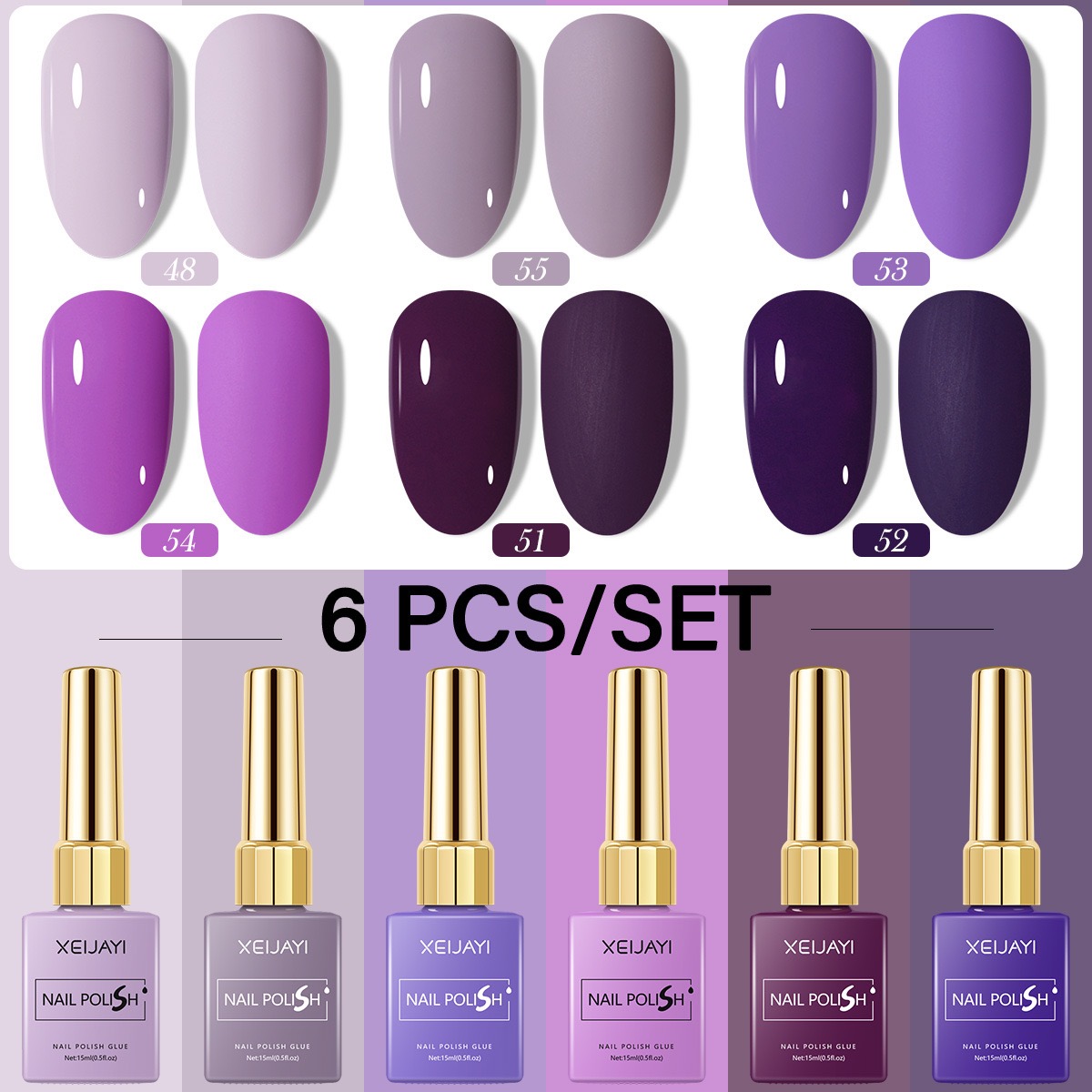 6PCS/SET 15ml Gel Nail Polish  - Resin Art Purple recension och pris