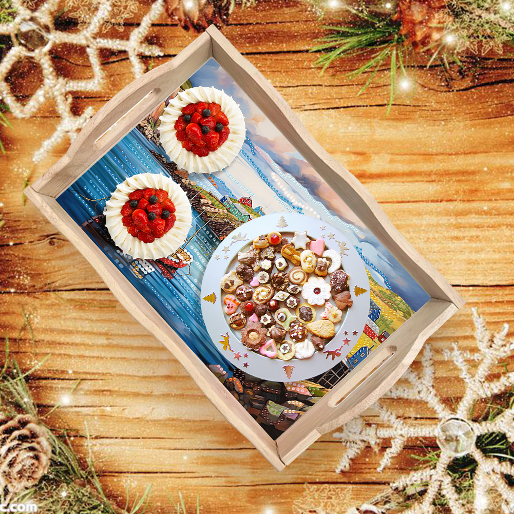 Diamond Painting Dining Plate  - Resin Art Wooden Tray recension och pris