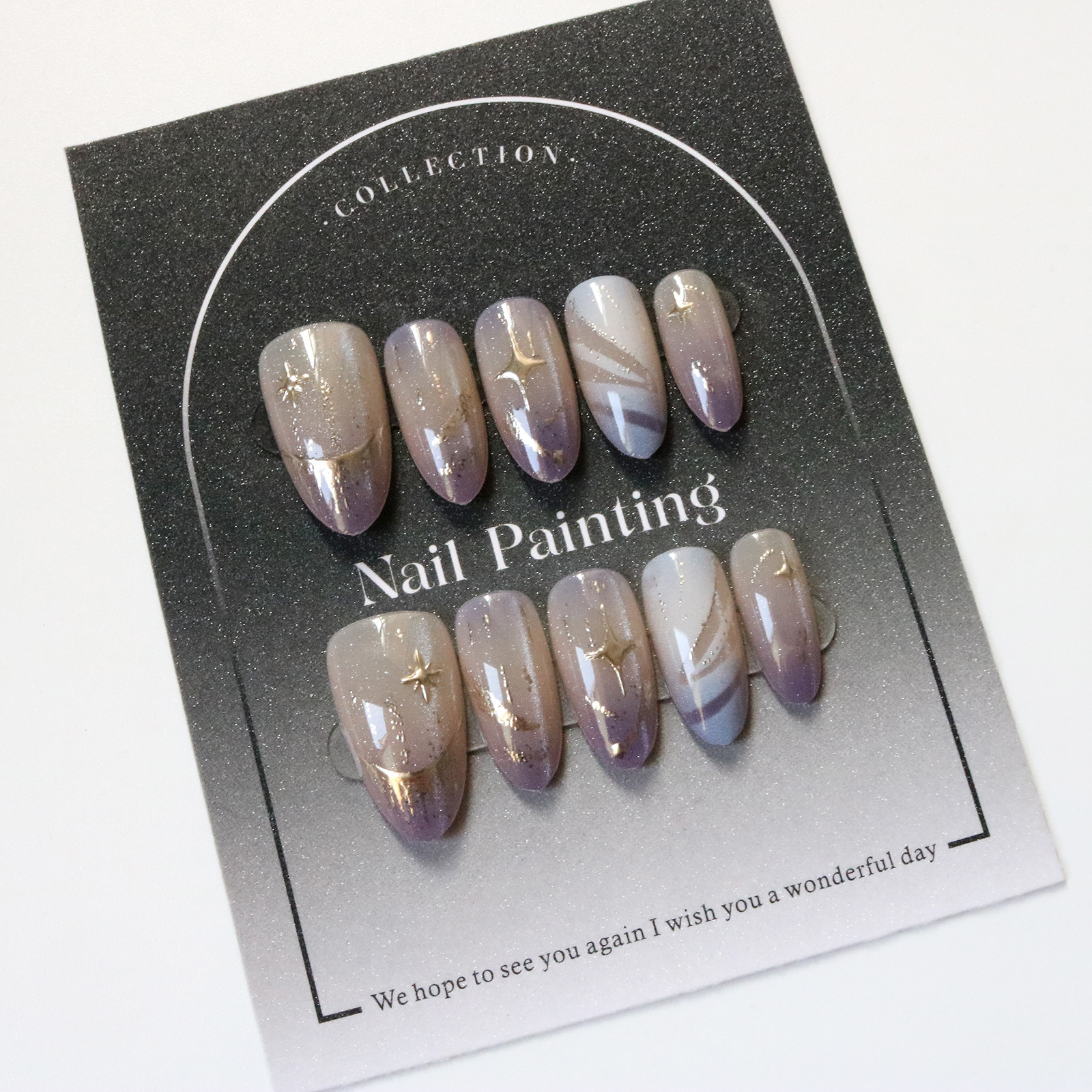 10pcs Cat Eye Purple False Nai - Resin Art Purple recension och pris