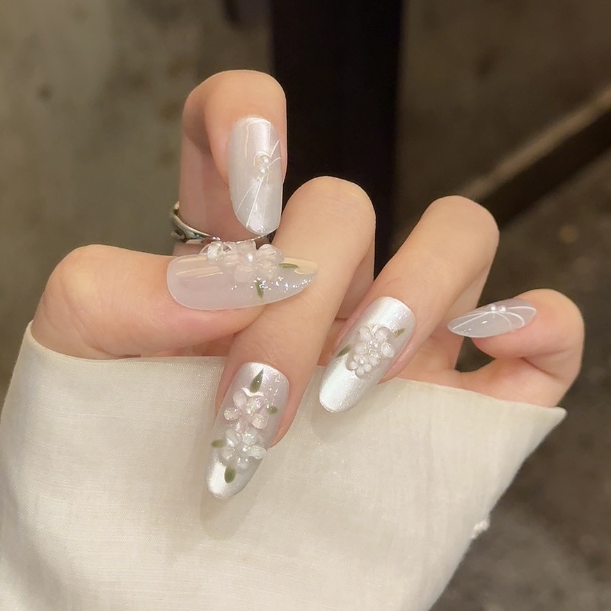 10pcs Glitter Sliver Press On  - Resin Art Of Flowers recension och pris