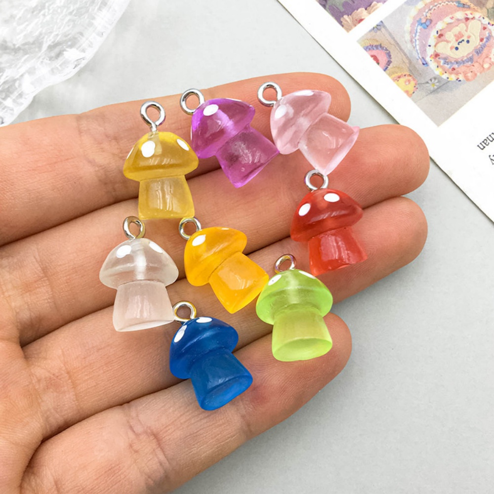 16pcs Luminous Mushroom Charms - Resin Art Pendant recension och pris