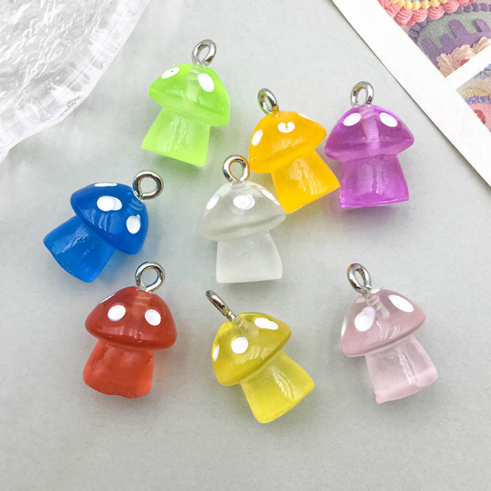 16pcs Luminous Mushroom Charms - Resin Art Pendant recension och pris