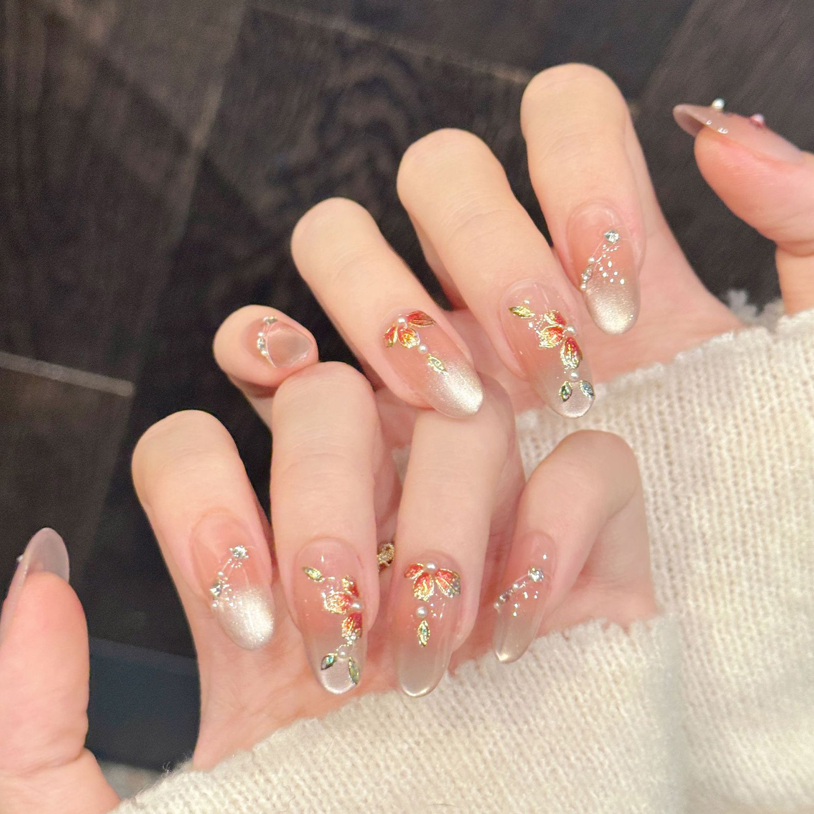 10pcs Handmade Fake Nails Pres - Resin Art Of Flowers recension och pris