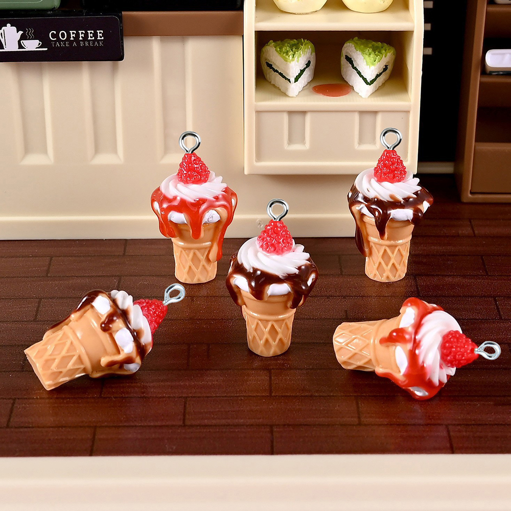 10pcs Strawberry Jam Ice Cream - Resin Art Pendant recension och pris