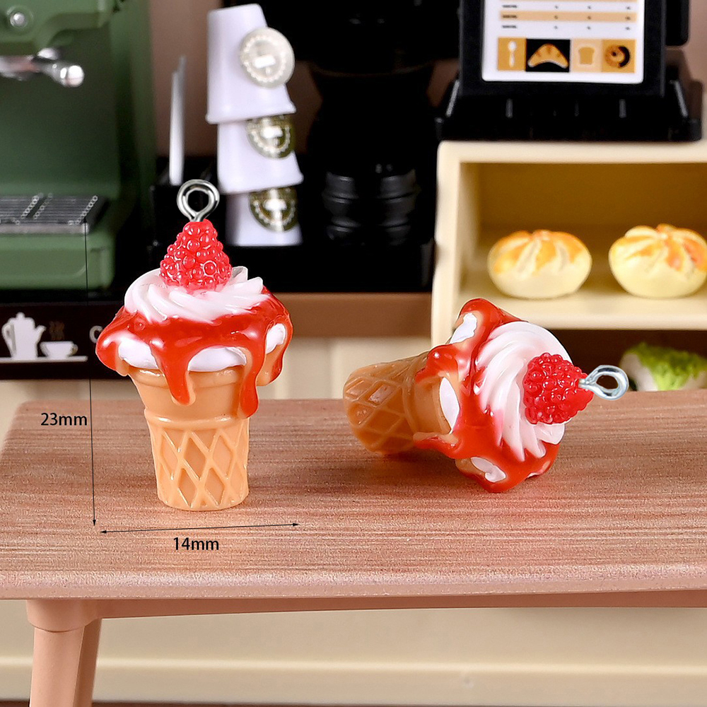 10pcs Strawberry Jam Ice Cream - Resin Art Pendant recension och pris